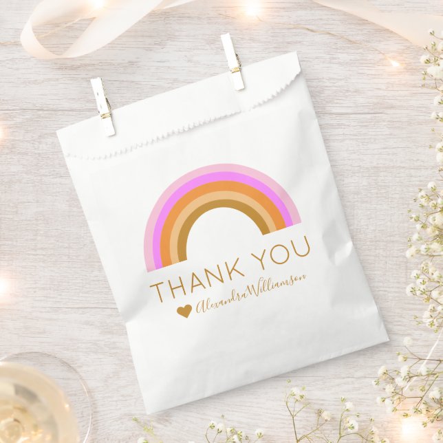 Simple Cute Retro Rainbow Personalised Thank You Favour Bags (Clipped)