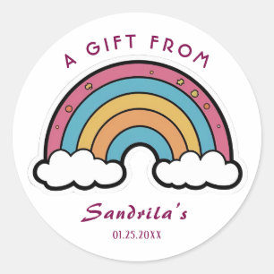 Simple Cute Retro Rainbow Personalized Gift From Classic Round Sticker