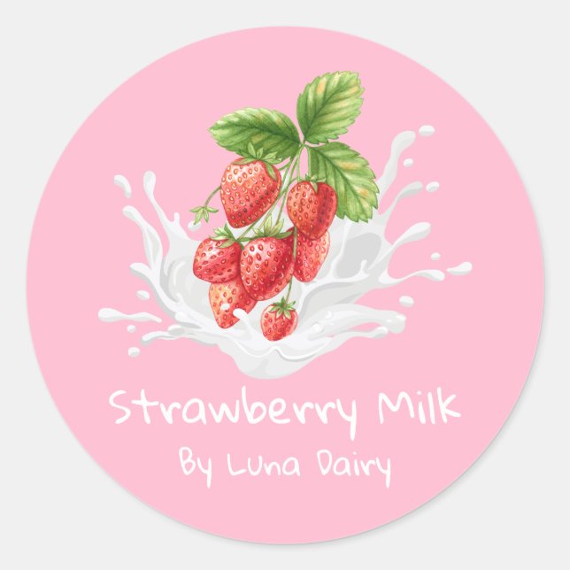 Simple Cute Strawberry Milk Label (Front)