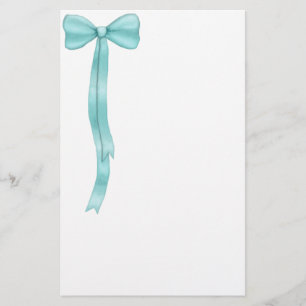 Simple Cute Teal Blue Bow Stationery