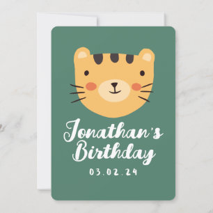 Simple Cute Tiger Forest with Animals Birthday Invitation
