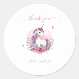 Simple Cute Unicorn Magical Birthday Favour Classic Round Sticker
