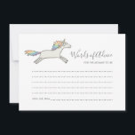 Simple Cute Unicorn Rainbow Words of Advice Cards<br><div class="desc">Customise this lovely whimsical stylish Baby Shower Words of Advice Card,  designed with a unique hand drawn unicorn illustration on a clean white background.</div>