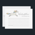 Simple Cute Unicorn Rainbow Words of Advice Cards<br><div class="desc">Customise this lovely whimsical stylish Baby Shower Words of Advice Card,  designed with a unique hand drawn unicorn illustration on a clean white background.</div>