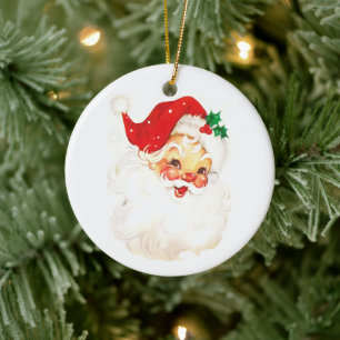 Simple Cute Vintage Santa Claus Christmas Ceramic Tree Decoration