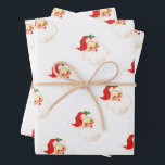Simple Cute Vintage Santa Claus Christmas Wrapping Paper Sheet<br><div class="desc">Cute Christmas wrapping paper sheets with a vintage Santa Claus. These holiday wrapping paper sheets are sure to add a festive touch to your Christmas gifts.</div>