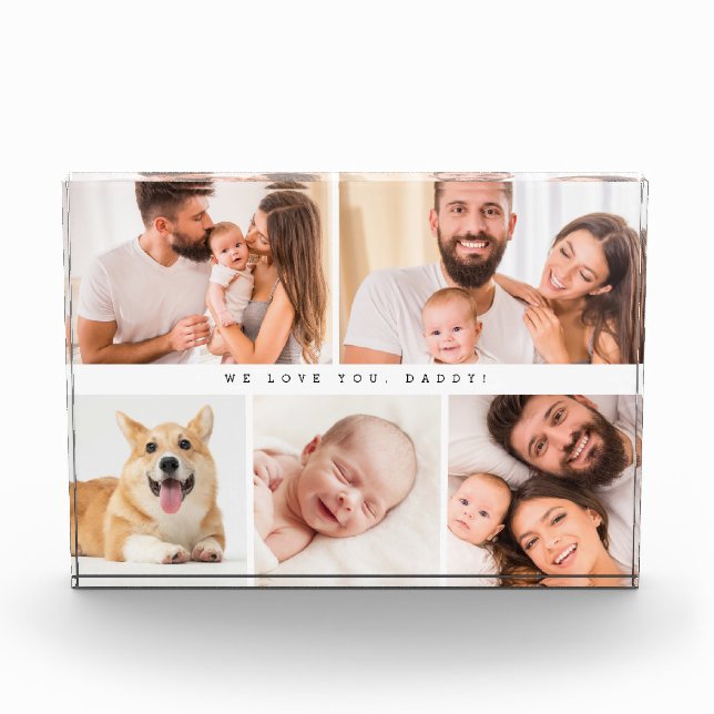 Simple Cute We love you daddy photo collage Block (Front)