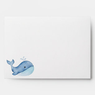 Simple Cute Whale Blue Sea Birthday Envelope