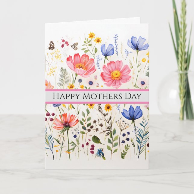 Simple Cute Wildflower Folded Greeting Card (Front)