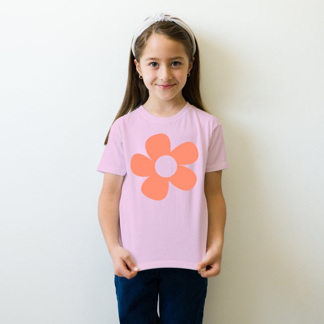 Simple Cute Y2k Red Pastel Pink Flower Kids T-Shirt (Creator Uploaded)