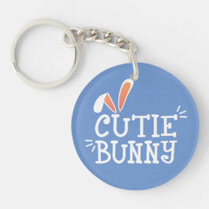 Simple Cutie Bunny Easter Typography Keychain