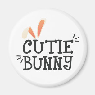 Simple Cutie Bunny Easter Typography   Magnet