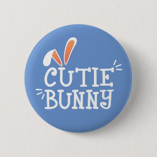Simple Cutie Bunny Easter Typography   Pin Button