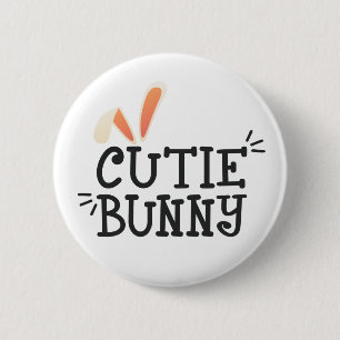 Simple Cutie Bunny Easter Typography   Pin Button