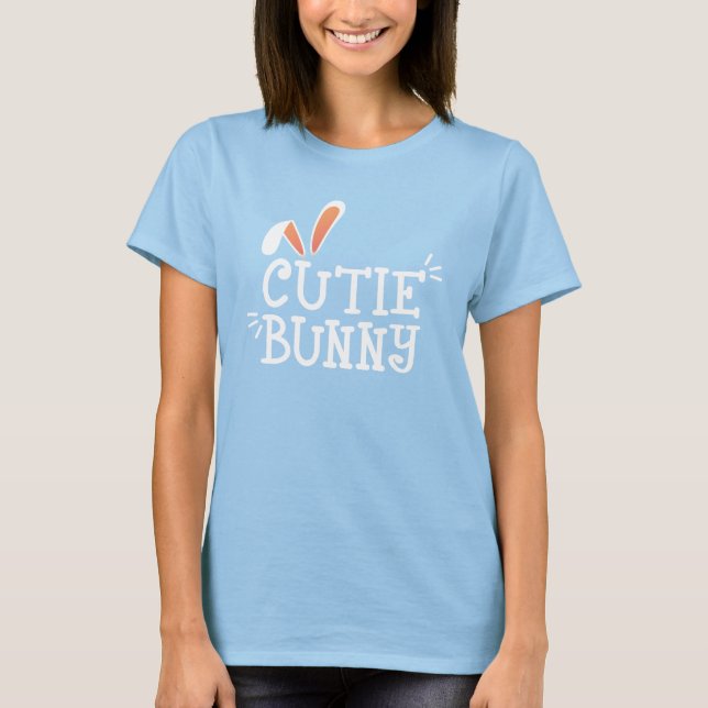 Simple Cutie Bunny Easter Typography | T-Shirt (Front)