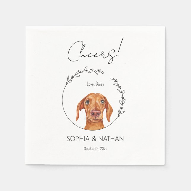 Simple Dachshund Dog Wedding Cocktail Napkins (Front)
