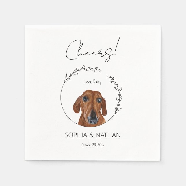 Simple Dachshund Dog Wedding Cocktail Napkins (Front)