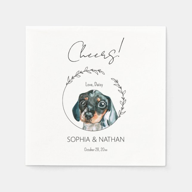 Simple Dachshund Dog Wedding Cocktail Napkins (Front)