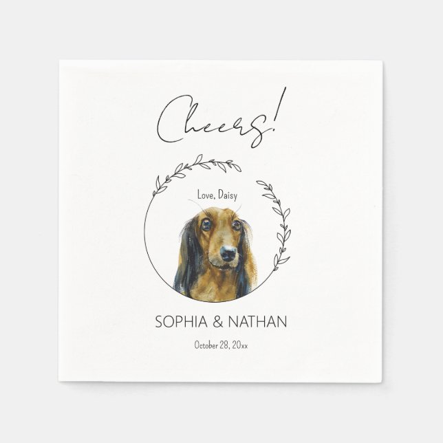 Simple Dachshund Dog Wedding Cocktail Napkins (Front)