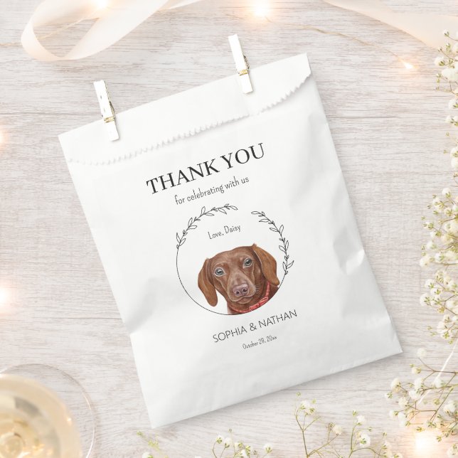 Simple Dachshund Dog Wedding Thank You Favour Bag (Clipped)