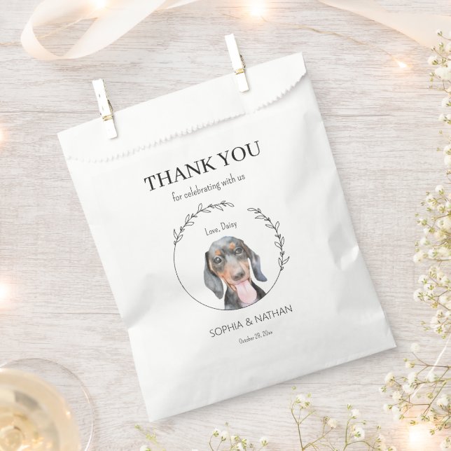 Simple Dachshund Dog Wedding Thank You Favour Bag (Clipped)