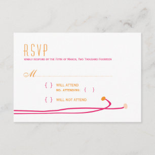 Simple Dahlia - Pink & Orange Wedding RSVP Card