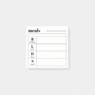 Simple Daily Meal Planner Sticky Notes Pad