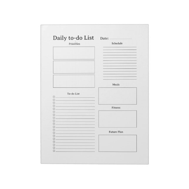 Simple Daily To‑Do List Notepad (Rotated)