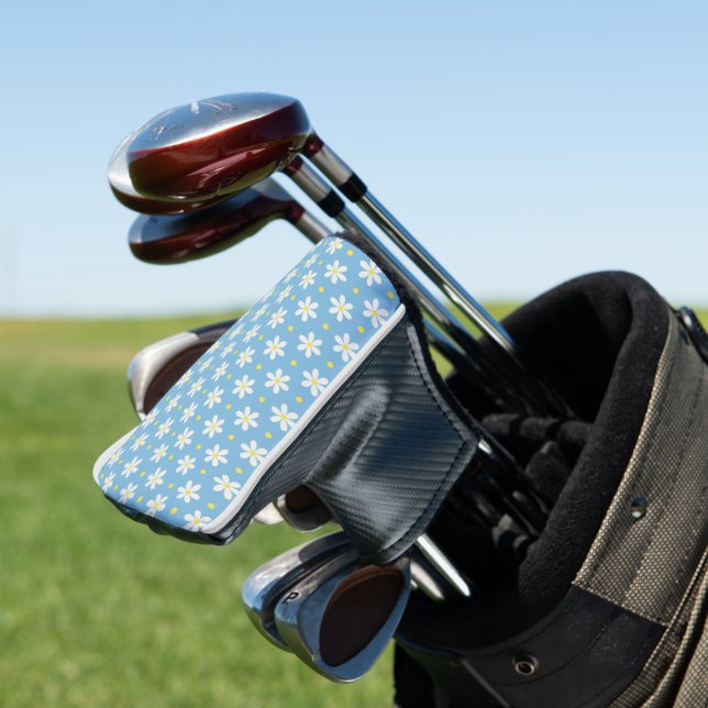 Simple Daisy Floral Pattern Golf Head Cover (In Situ)