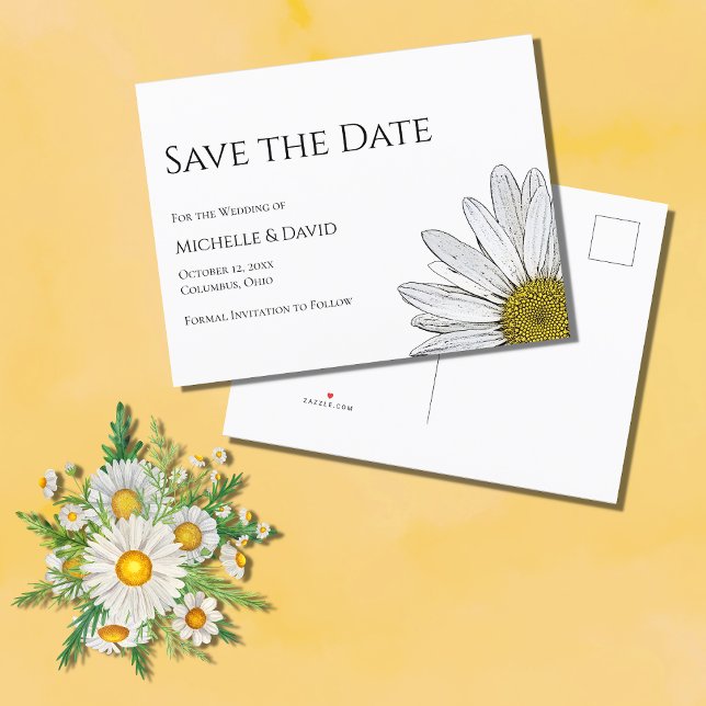 Simple Daisy Floral Wedding Save The Date Announcement Postcard (Creator Uploaded)