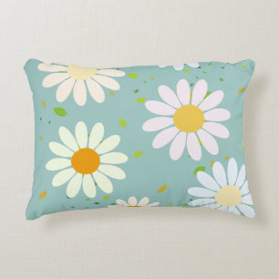 Simple Daisy Flowers Floral Pattern trendy Girly Decorative Cushion