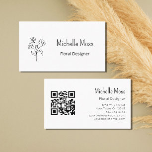  Simple Daisy QR code Floral Designer   Business Card