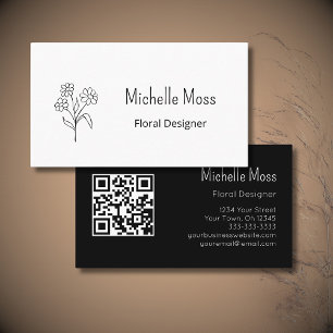  Simple Daisy QR code Floral Designer   Business Card