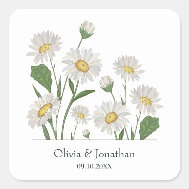 Simple Daisy Wild Garden Square Sticker (Front)