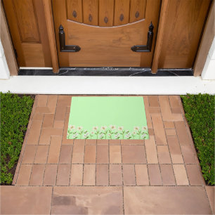 Simple daisy wildflowers bouquet floral wedding doormat