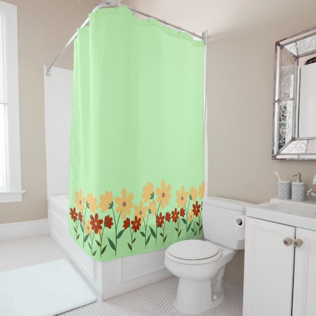 Simple daisy wildflowers bouquet floral wedding shower curtain (In Situ)