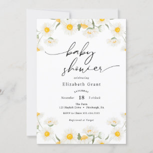 Simple Daisy Wreath Baby Shower Invitation
