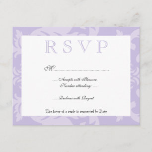 Simple Damask Lilac RSVP Card