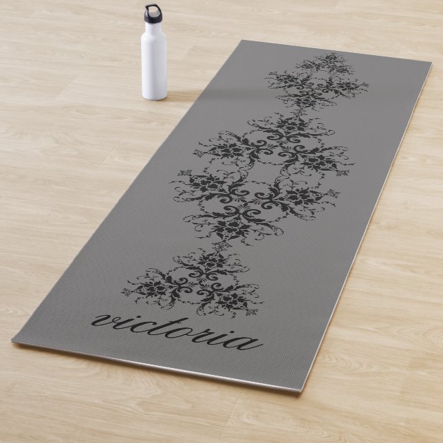 Simple Damask Pattern Monogrammed Yoga Mat (In Situ)