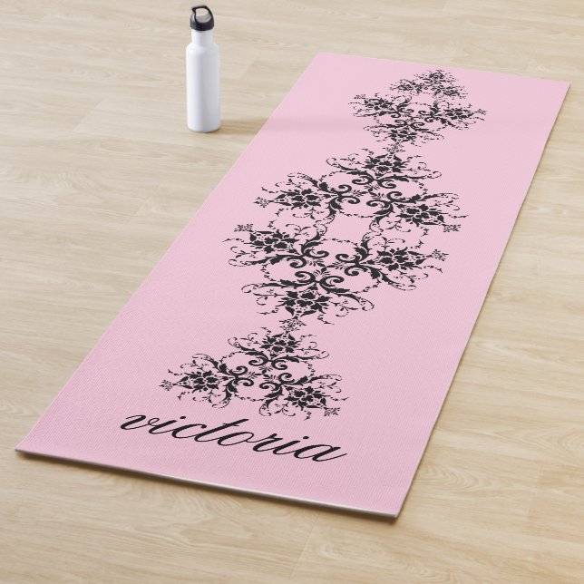 Simple Damask Pattern Monogrammed Yoga Mat (In Situ)