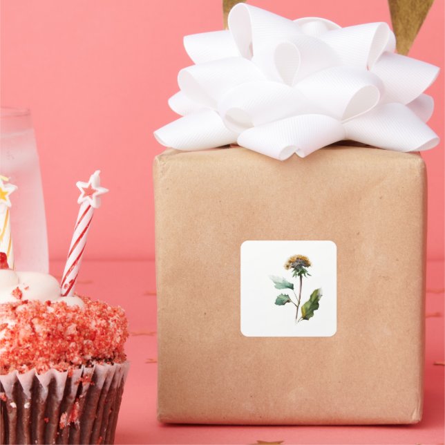 Simple Dandelion Floral Wedding Favour Sticker (Party)