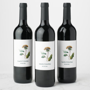 Simple Dandelion Floral Wedding Wine Label Set