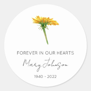 Simple Dandelion Memorial Classic Round Sticker