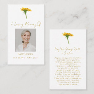 Simple Dandelion Photo Funeral Prayer Card