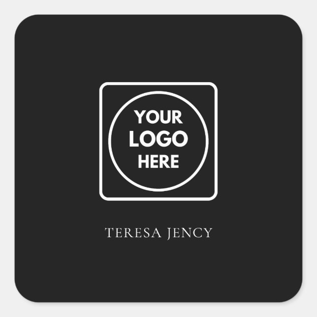 Simple Dark Black Custom Promo Logo Planner Square Sticker (Front)