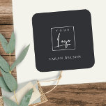 Simple Dark Black Custom Promotional Business Logo Square Sticker<br><div class="desc">For any further customisation or any other matching items,  please feel free to contact me at yellowfebstudio@gmail.com</div>