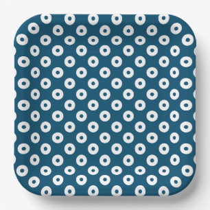Simple Dark Blue and White Polka-Dots Paper Plate