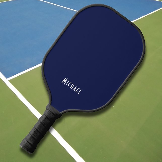 Simple Dark Blue Monogram Name Pickleball Paddle (Creator Uploaded)