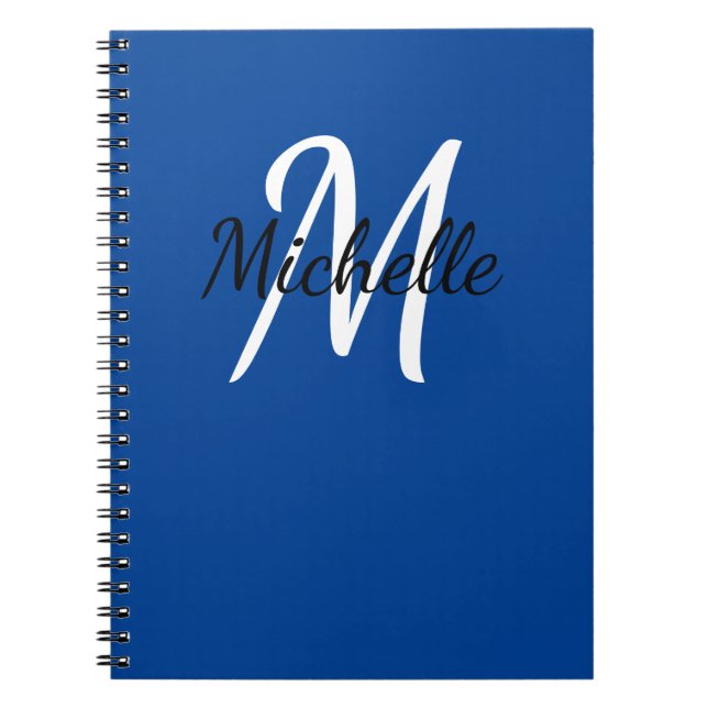 Simple Dark Blue Monogrammed Notebook (Front)