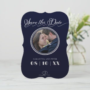 Simple dark blue save the day Flat Holiday Card